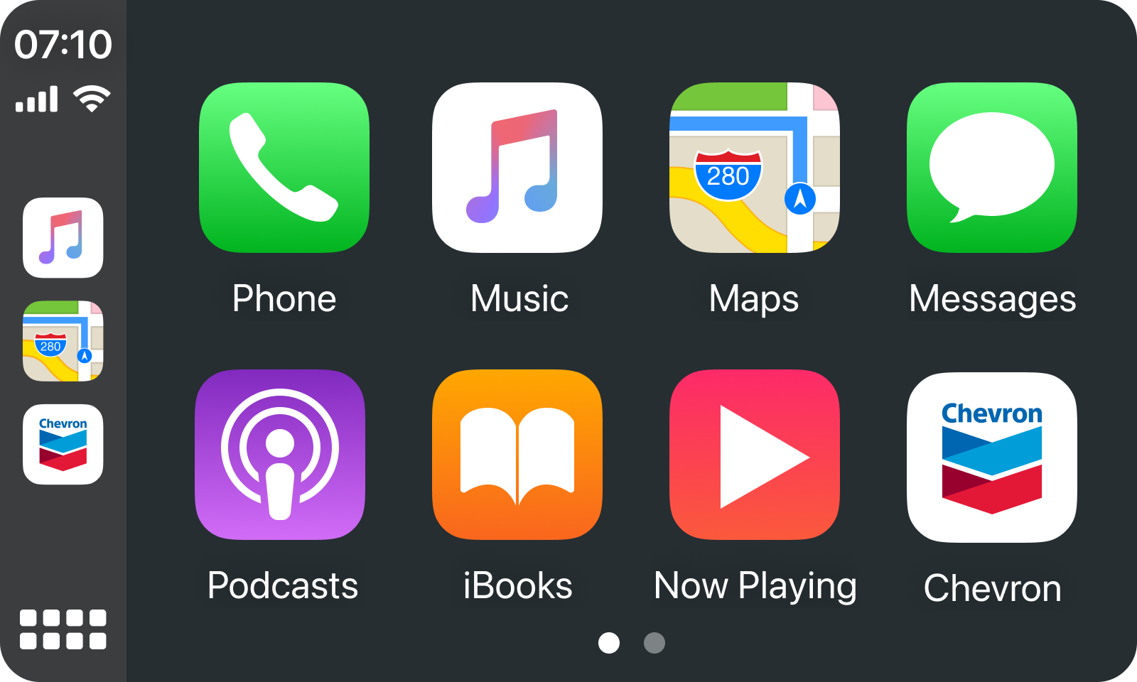 Chevron app on apple carplay dashboard