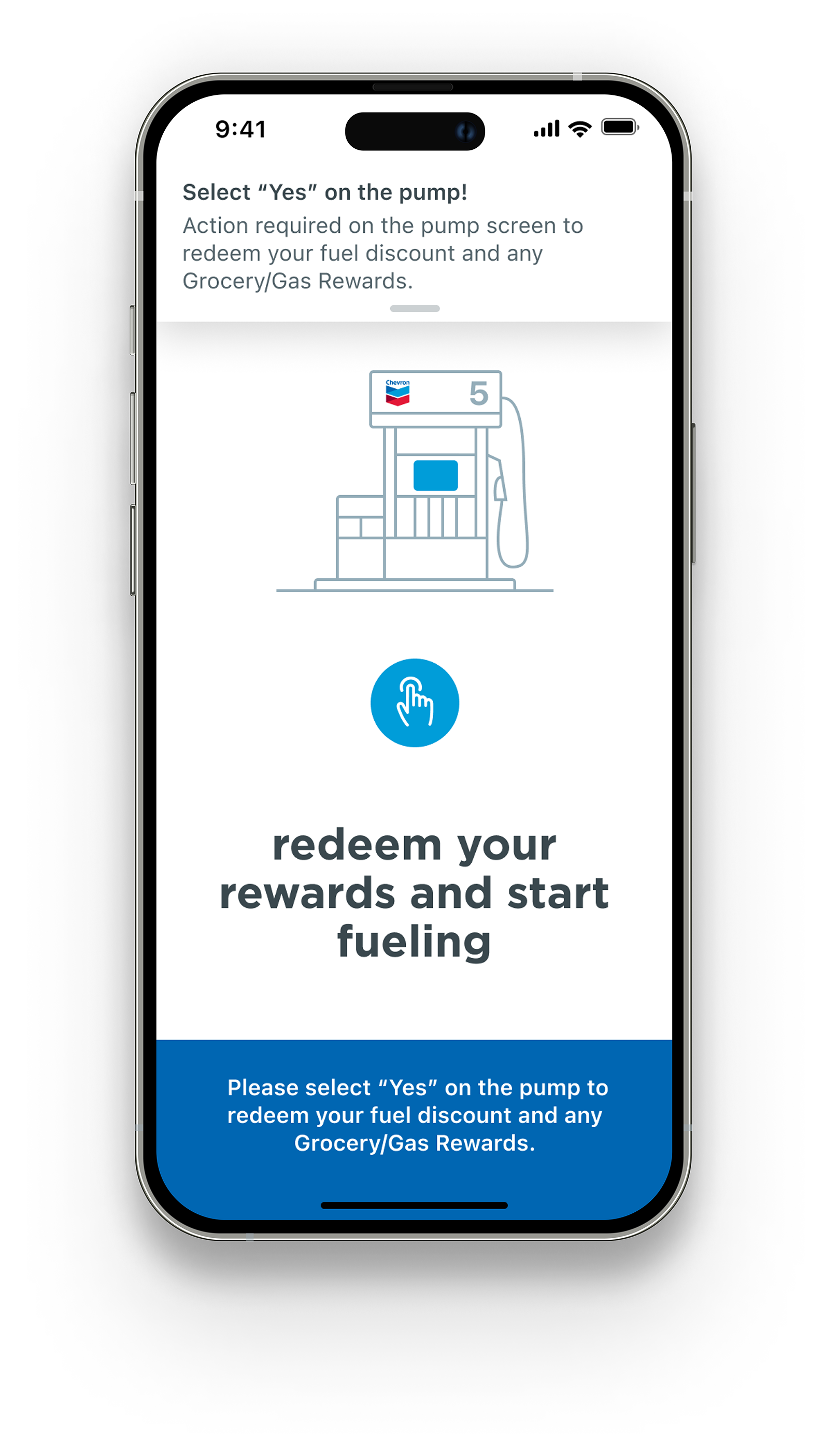 Redeem rewards and fuel screen