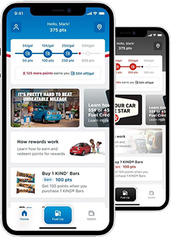 Chevron and texaco homepage app screens