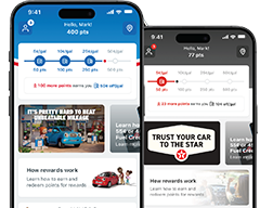 Chevron and Texaco app homepage screens